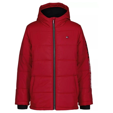 Tommy Hilfiger Big Boys' Sleeve Logo Full Zip Puffer Jacket