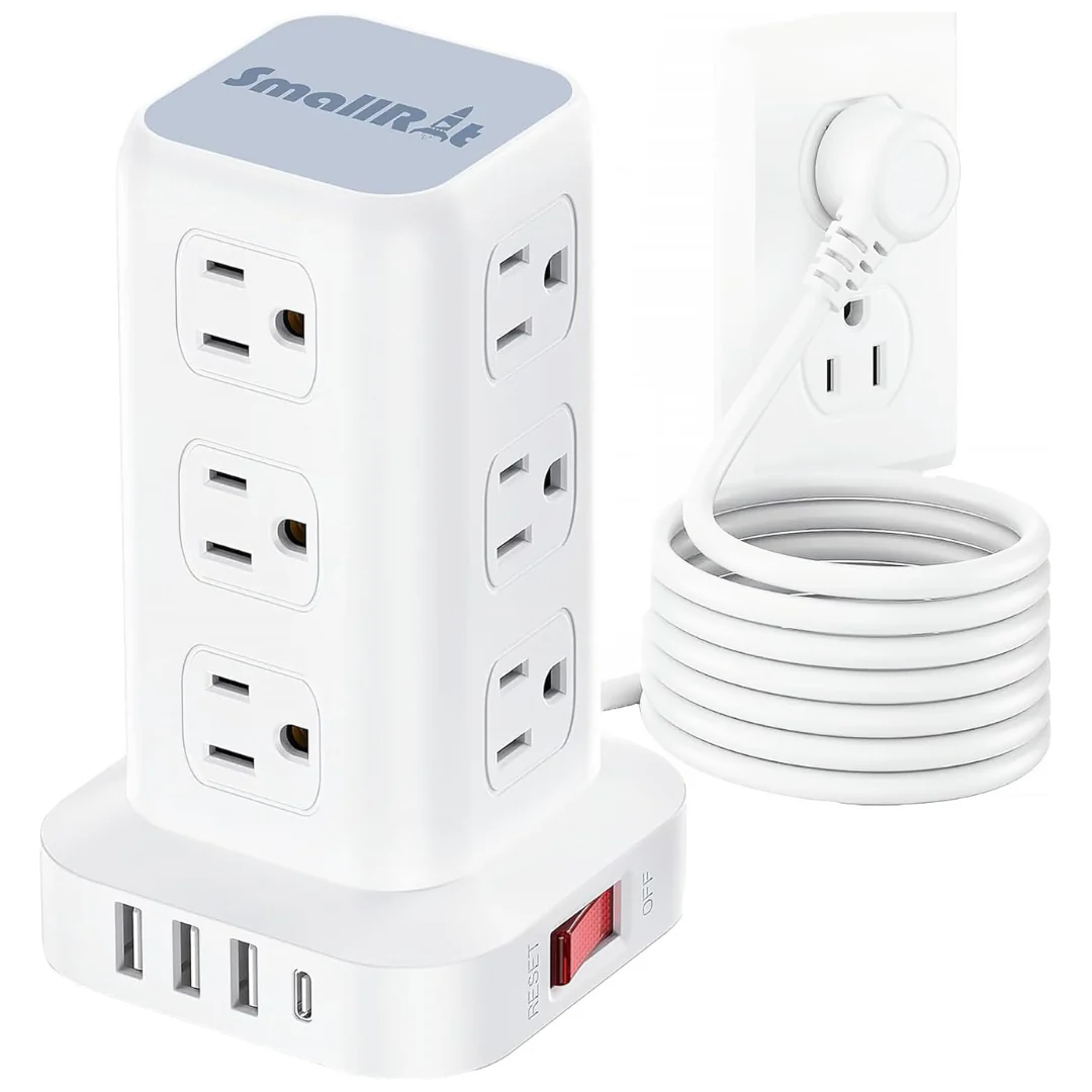 Tower Surge Protector Power Strip With 12 Outlets & 4 USB Ports