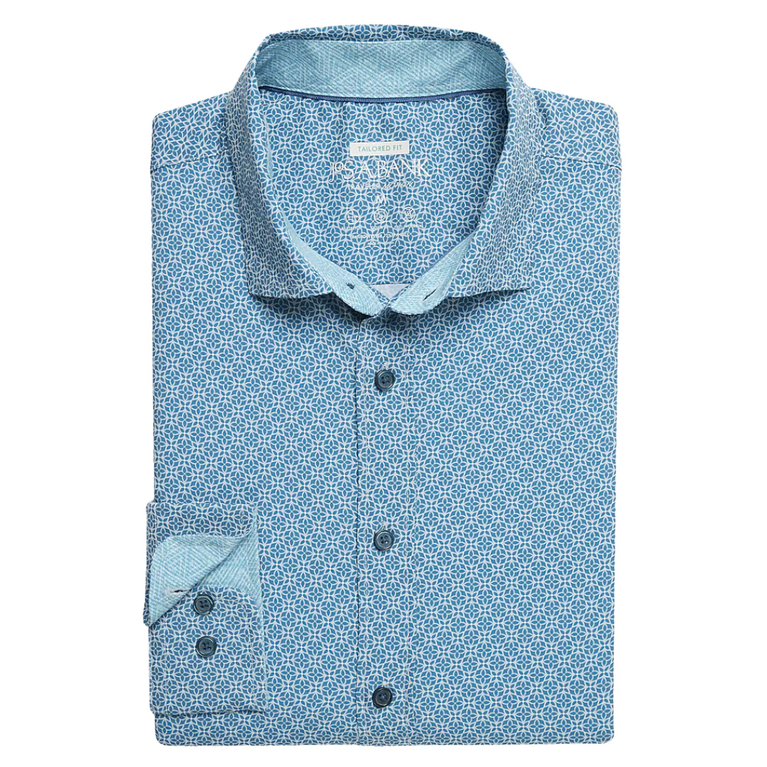 Traveler Motion Tailored Fit 4-Way Stretch Geometric Sport Shirt