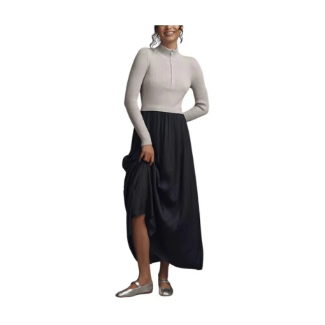Twofer Half-Zip Maxi Dress