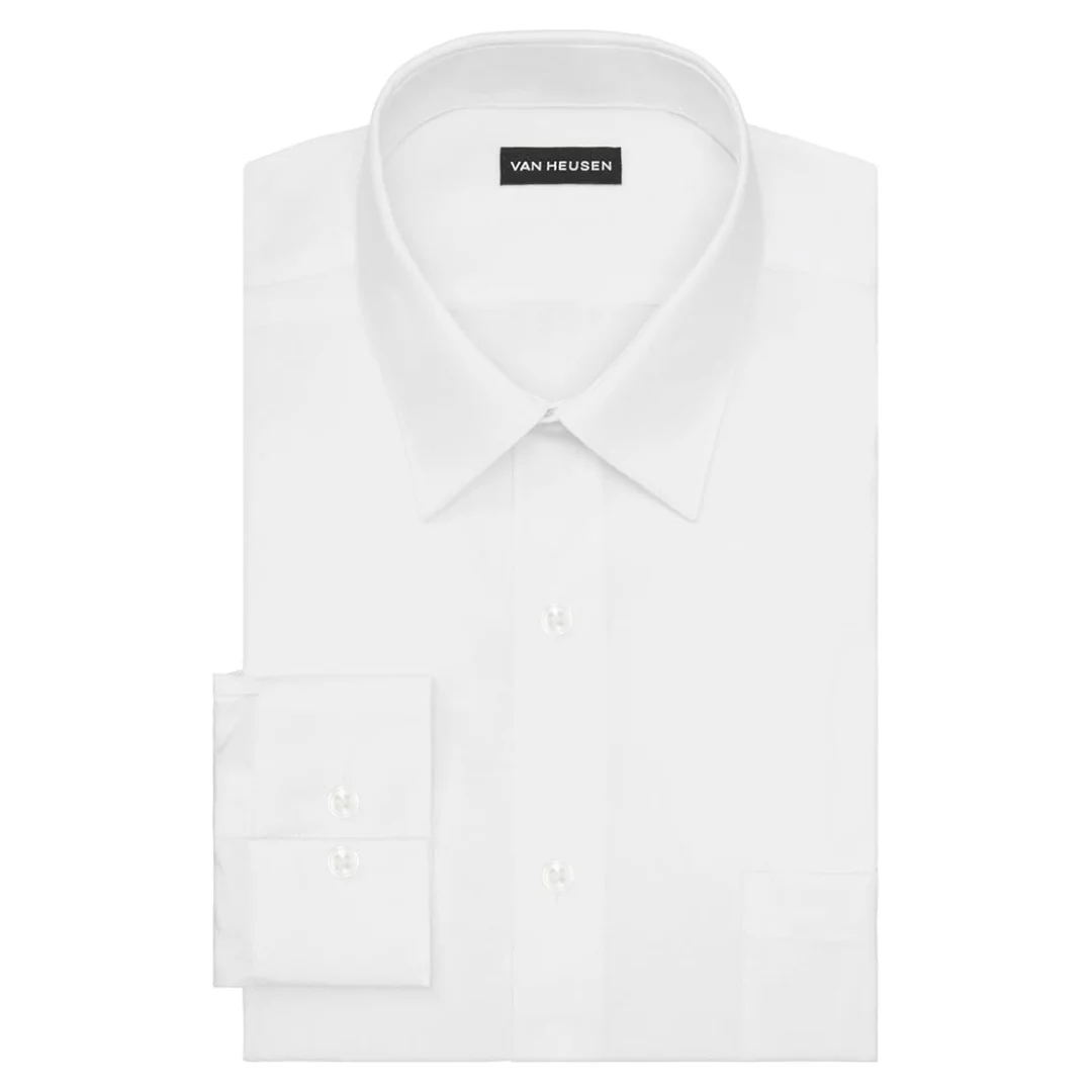 Van Heusen Men's Fitted Poplin Solid Dress Shirt