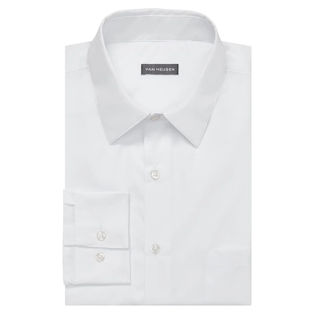Van Heusen Men's Regular Fit Poplin Solid Dress Shirt