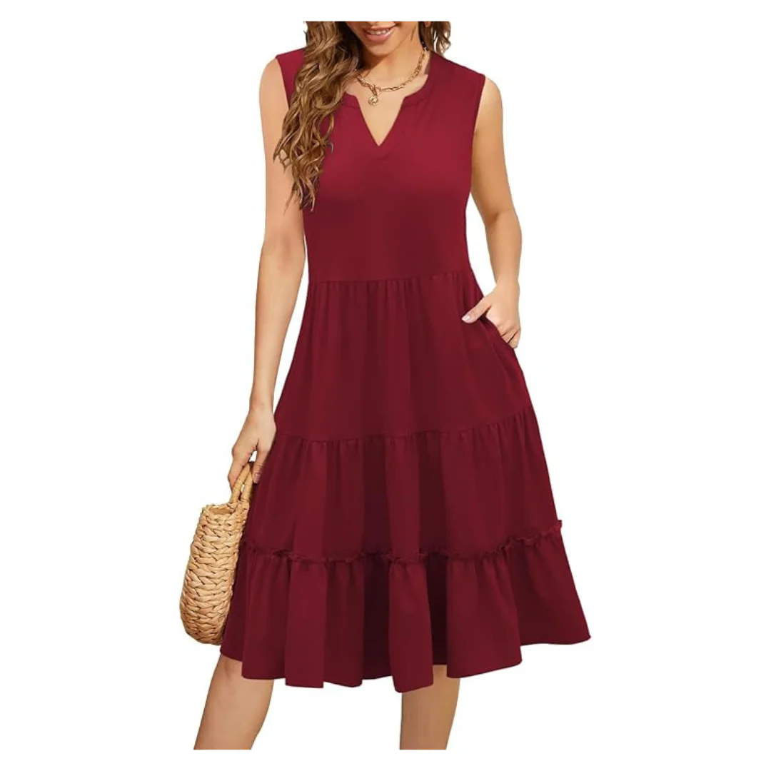 Women's Elegant Sleeveless Boho Midi Sun Dress (Various)