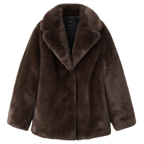 Women's Faux Fur Coat With Lapels