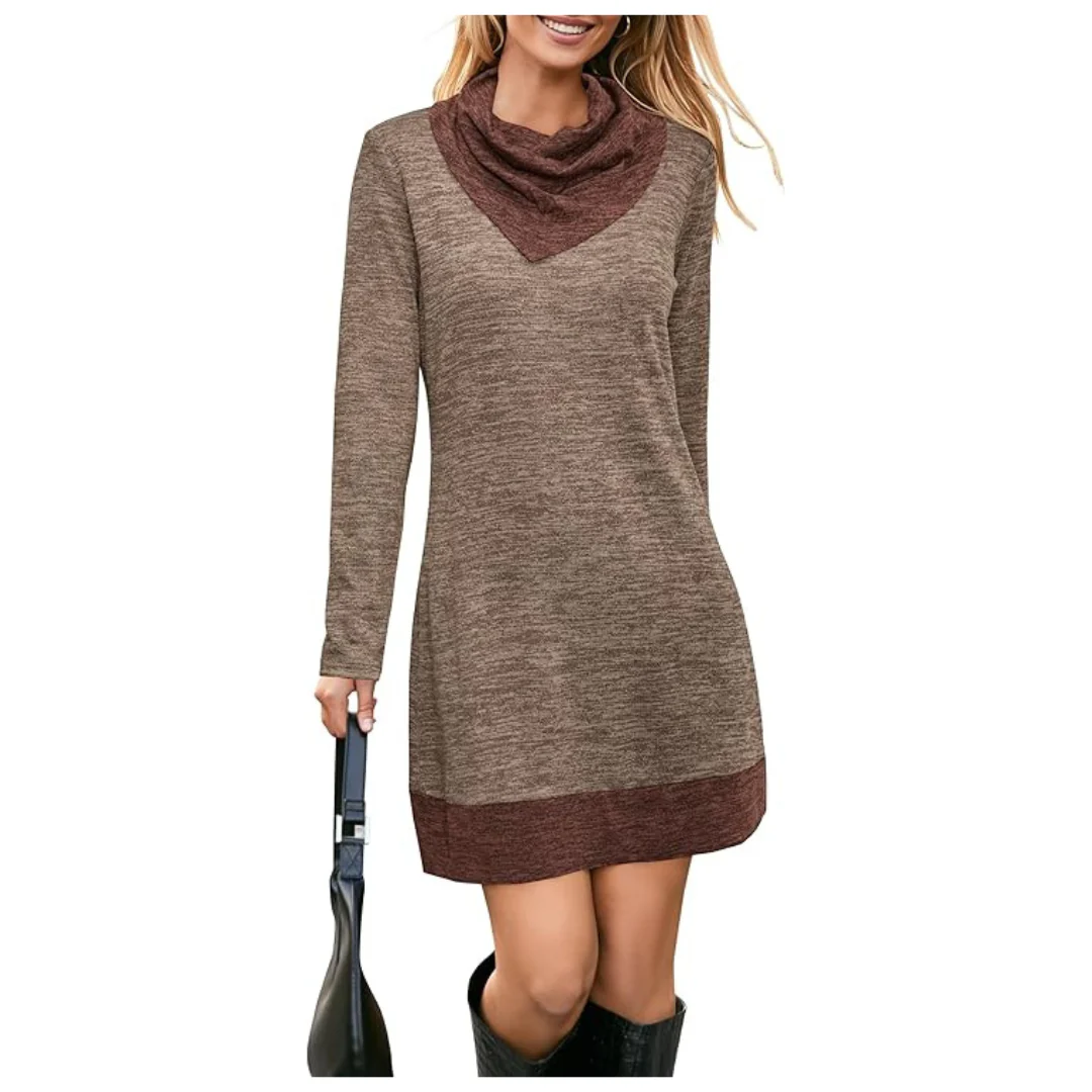 Women's Long Sleeve Cowl Neck Tunic Sweater Top (Various Colors)