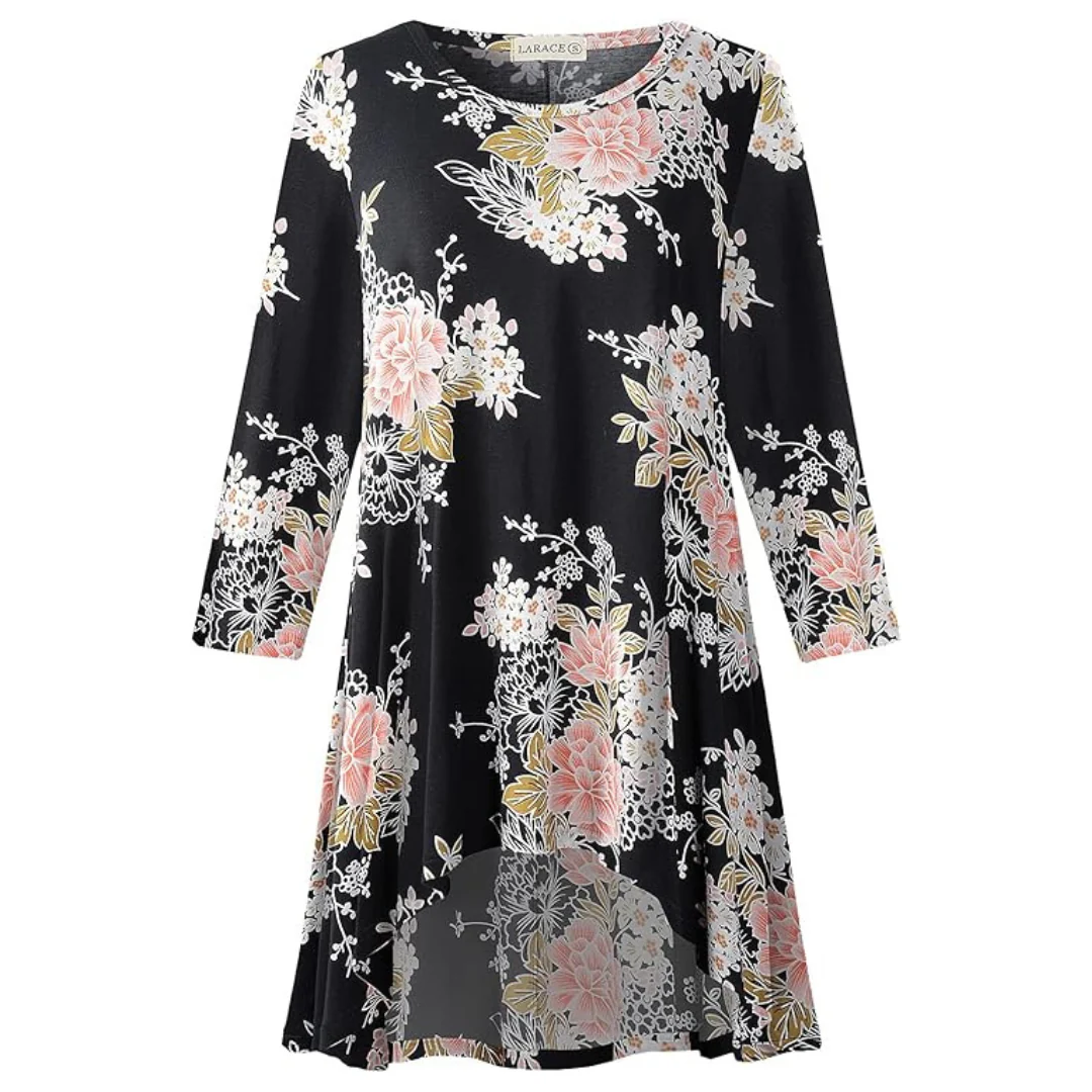 Women's Plus Size Floral Swing Tunic Tops