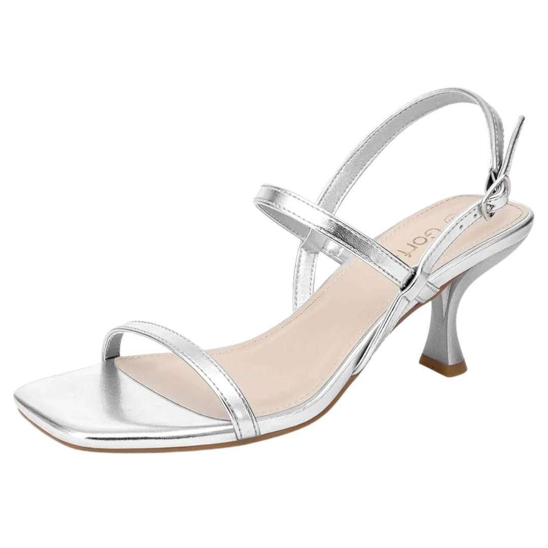 Women's Strappy Silver Sandals Heels
