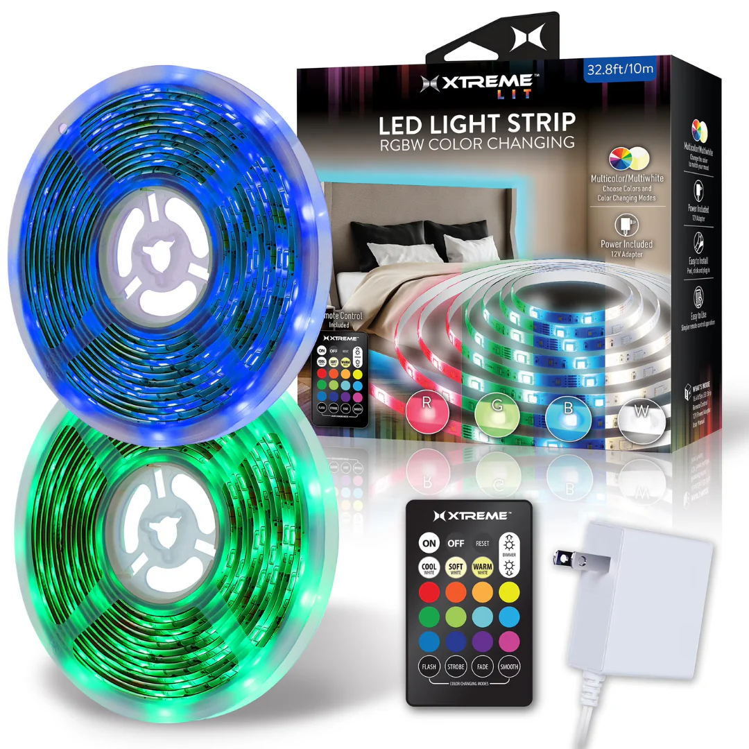 Xtreme 32.8ft Lit RGBW Color-Changing Indoor LED Light Strip