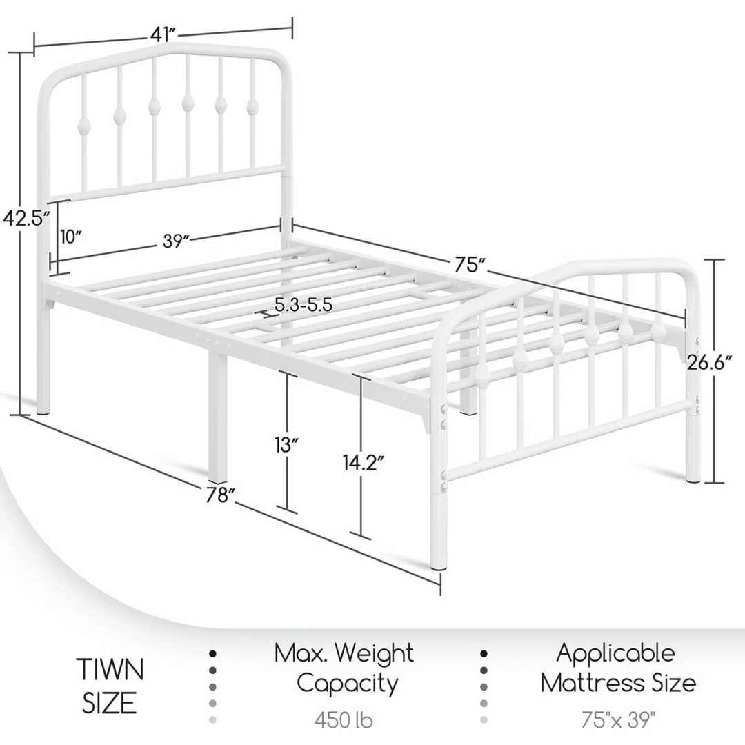 Yaheetech Twin Size Metal Platform Bed Frame