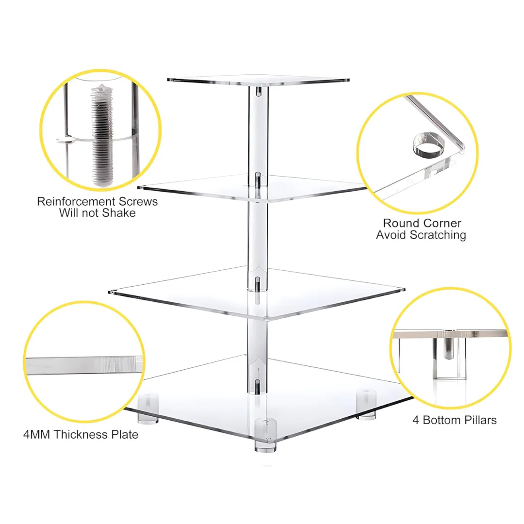 YestBuy 4 Tier Cupcake Stand Acrylic Tower Display With LED Light