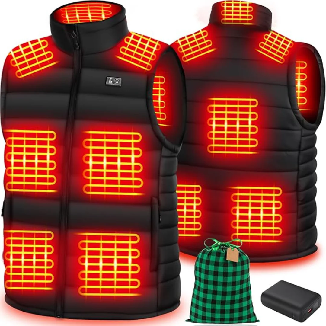 yeyeeyyee Men's 10-Zone Heated Vest W/ Rechargeable Battery