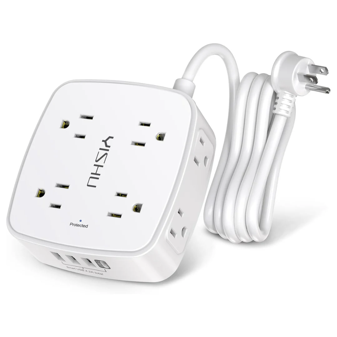 YISHU 6-Ft 8-Outlets & 4-USB Ports Surge Protector Power Strip