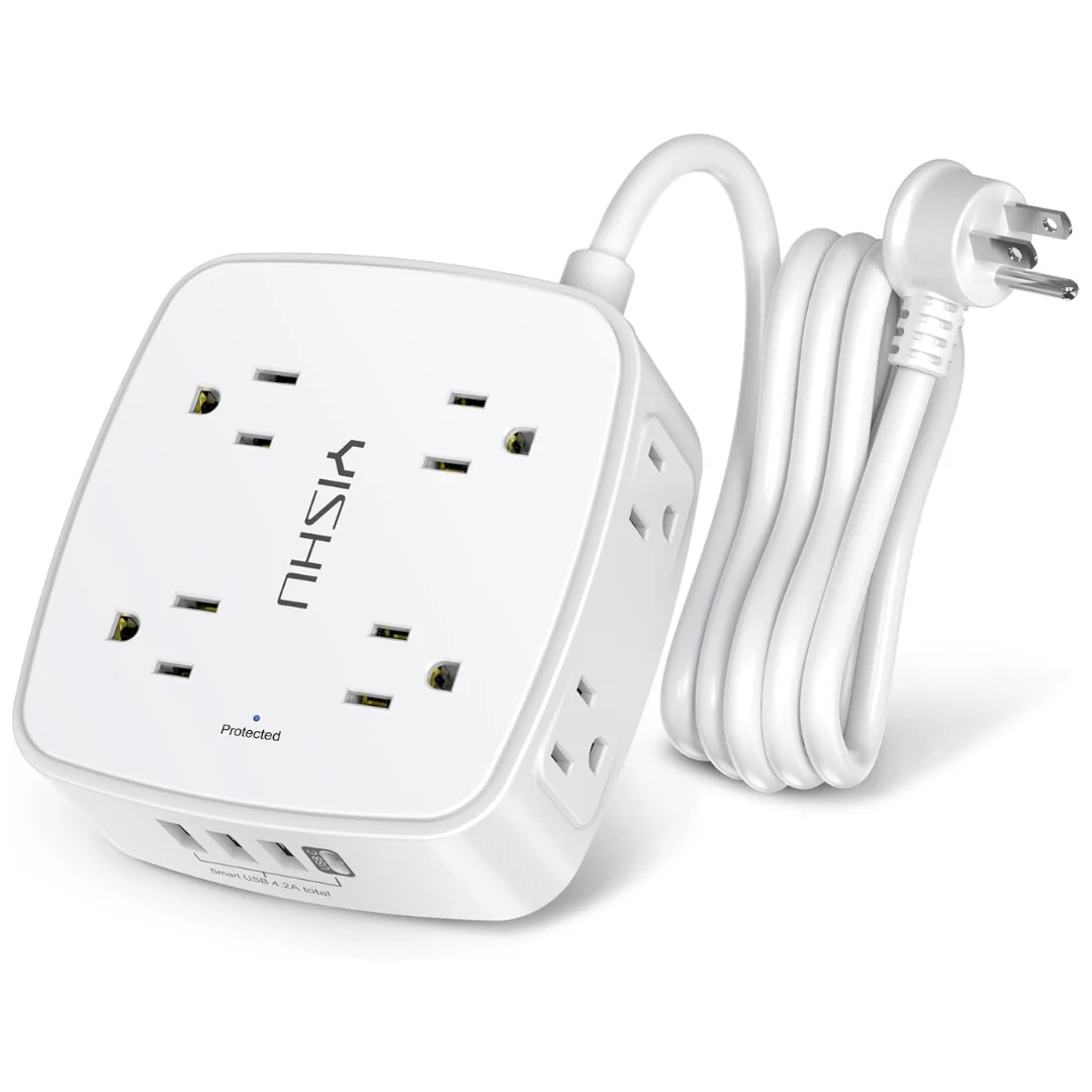 YISHU 6-Ft 8-Outlets & 4-USB Ports Surge Protector Power Strip
