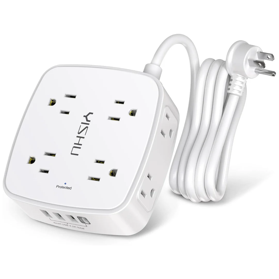 YISHU 6-Ft 8-Outlets & 4-USB Ports Surge Protector Power Strip
